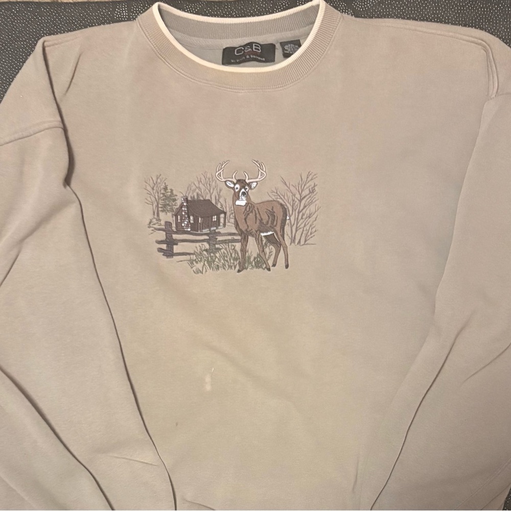 Croft & Barrow Men's Beige Sweater with Deer Scene